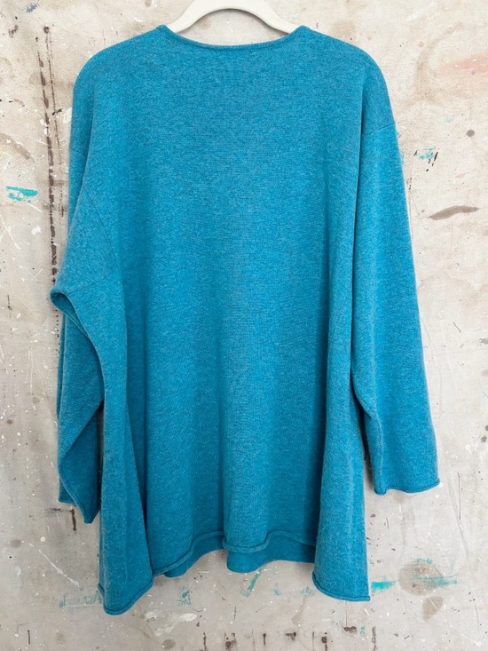 Eskandar Cashmere A-Line Sweater, Dark Turquoise - Picture 5 of 5